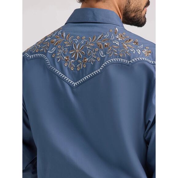 Wrangler Rodeo Ben Western Snap Shirt Blue 112360119 Sz. L NWT - Picture 6 of 8